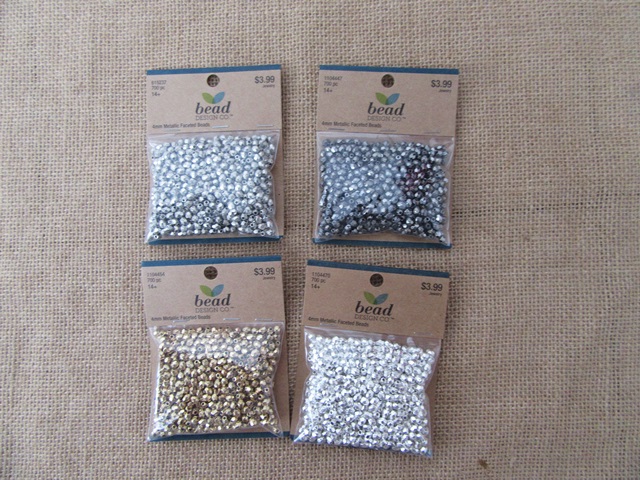 15Sheets X 700Pcs Metallic Facted Beads Mixed - Click Image to Close