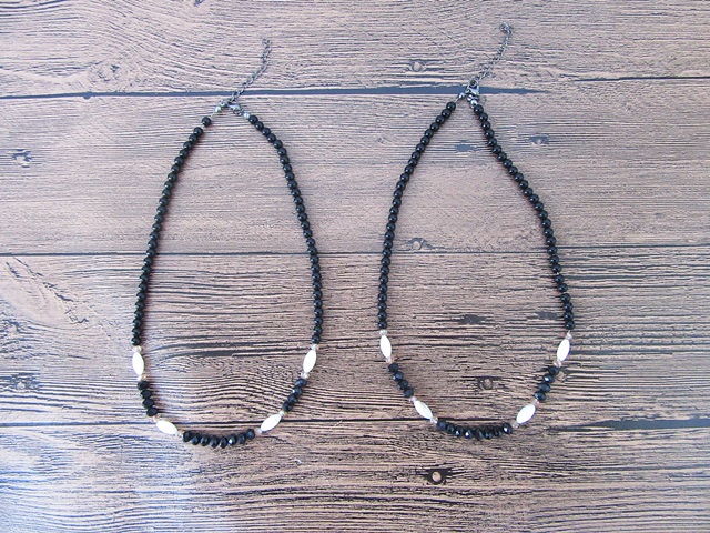 6Pcs Black Glass Beaded Glass Necklace 6Pcs Black Glass Beaded Glass Necklace