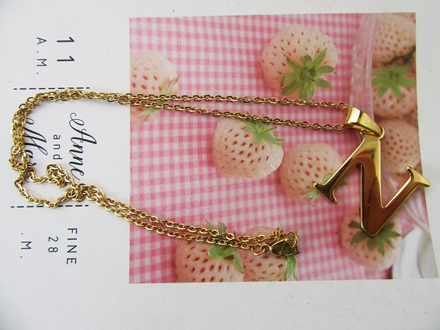 6Pcs Golden Metal Chain Necklace with Letter Pendant 6Pcs Golden Metal Chain Necklace with Letter Pendant