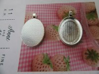 50Pcs Antique Silver DIY Necklace Pendant Charm Base 38x25x3mm