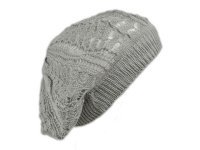 1X Crochet Knit French Beret Beanie Hat - Khaki Color