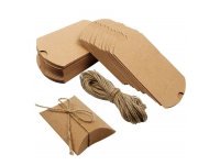 100X Small Kraft Wedding Favour/Bomboniere Pillow Boxes w/ Cord