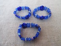 10Pcs Fashion Glass Beaded Elastic Bracelet - Blue 10Pcs Fashion Glass Beaded Elastic Bracelet - Blue