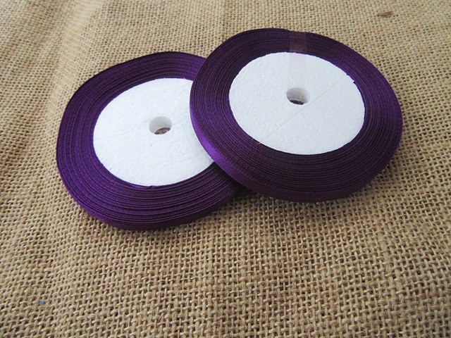 10Rolls X 25Yards Purple Satin Ribbon 6mm - Click Image to Close