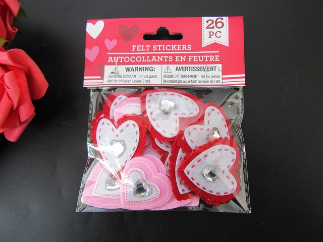 4Packs x 26Pcs Heart Shape Felt Stickers Scrapbooking Kid's Craf - Click Image to Close