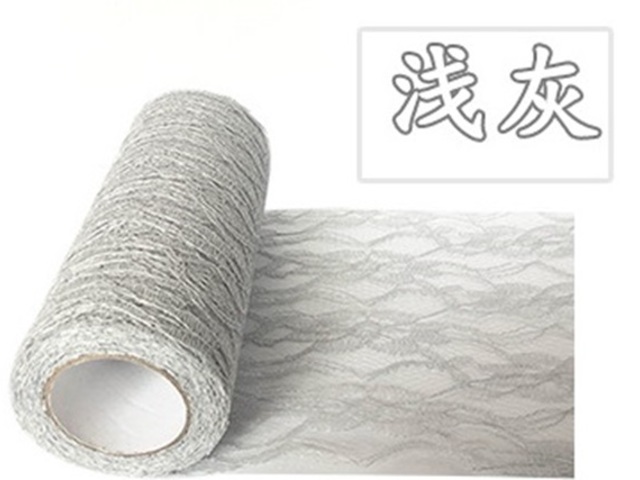 4Roll X 10Yds Grey Lace Tulle Roll Spool DIY Wedding - Click Image to Close