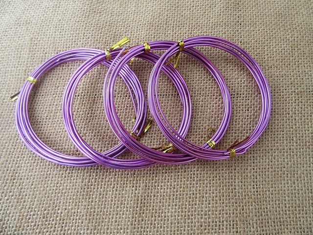 10Rolls x 2Meter Aluminium Wire Purple Jewellery Making Wire Wra - Click Image to Close
