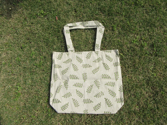 (image for) 6Pcs Green Leaf Hemp Handbag Shopping Bag 39x33x9cm