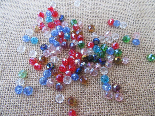 450Gram New Glass Facted Beads 6/8mm - Mixed Color - Click Image to Close