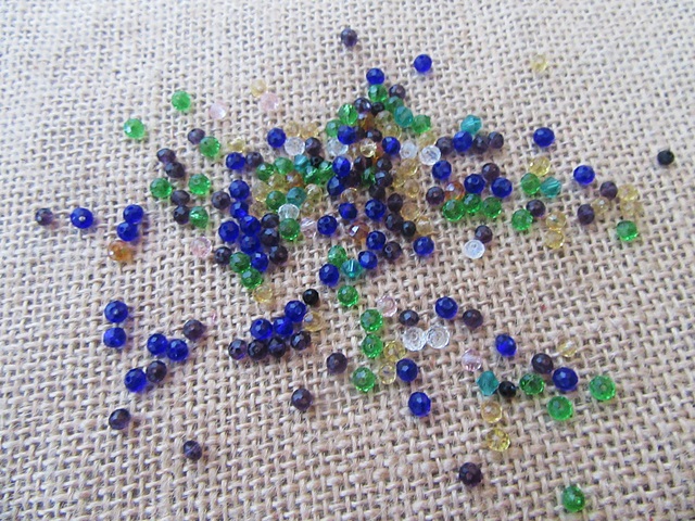 450Gram New Glass Facted Beads 3/5mm - Mixed Color - Click Image to Close