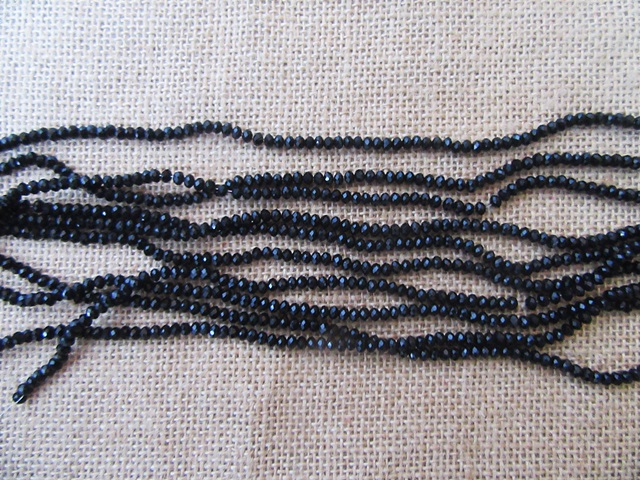 10Strands X 148Pcs Black Glass Facted Beads 4mm - Click Image to Close