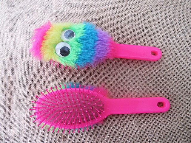 6Pcs Pink Plush Hair Comb Hairdressing Scalp Massager Brush Comb