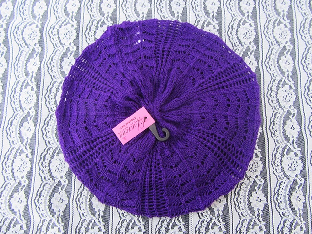 1X Crochet Knit French Beret Beanie Hat - Purple - Click Image to Close