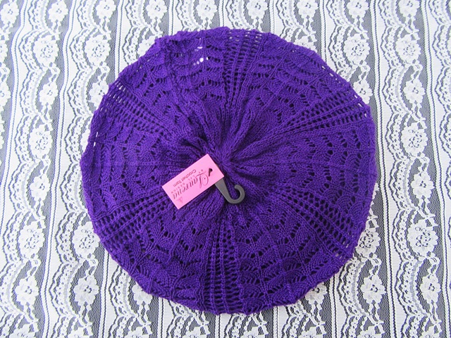 1X Crochet Knit French Beret Beanie Hat - Purple 1X Crochet Knit French Beret Beanie Hat - Purple