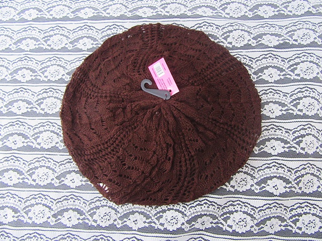 1X Crochet Knit French Beret Beanie Hat - Coffee Color 1X Crochet Knit French Beret Beanie Hat - Coffee Color