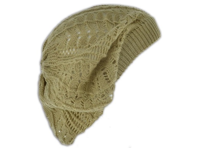 1X Crochet Knit French Beret Beanie Hat - Light Coffee 1X Crochet Knit French Beret Beanie Hat - Light Coffee