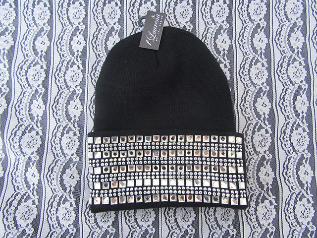 1X Shiny Diamond Black Knit Warm Beanie Hat Winter Warm Cap - Click Image to Close