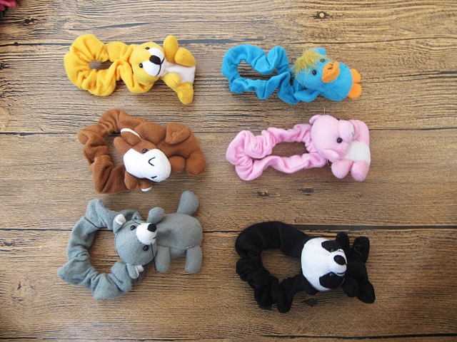 24Pcs Cute Hair Elastic Hairband Scrunchies With Animal On - Click Image to Close