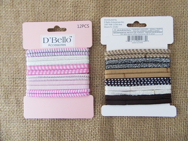 6Sheets x 12Pcs Simple Elastic Hair Ties Bands Ponytail Holder - Click Image to Close