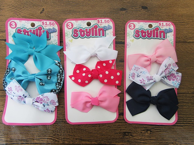 4Sheet x 3Pcs Hair Clips with Bowknot Assorted - Click Image to Close