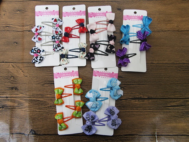 6Sheet x 4Pcs BB Snap Sleepies Hair Clips with Bowknot