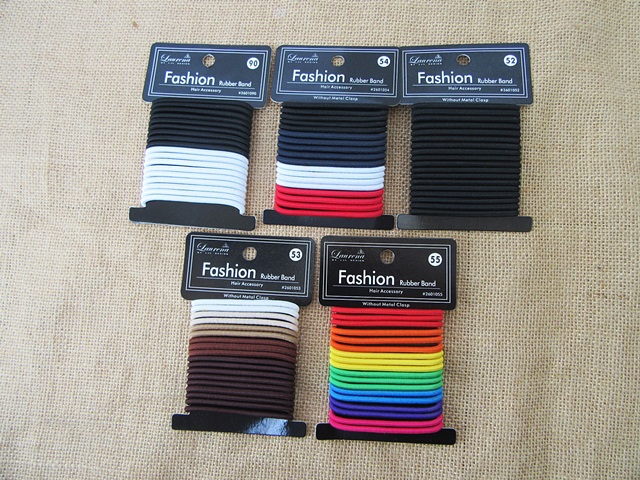 12Sheets X 18Pcs Colorful Hairbands Hair Elastic Rubber Band Ass - Click Image to Close