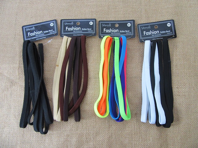 6Sheets X 6Pcs Colorful Long Hairbands Hair Elastic Rubber Band - Click Image to Close
