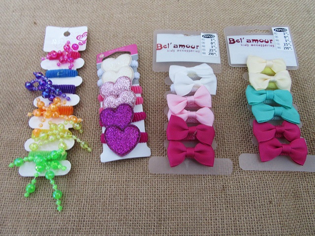 4sheet x 6pcs Elastic Hair Bands Scrunchies Hair Ties Mixed Colo