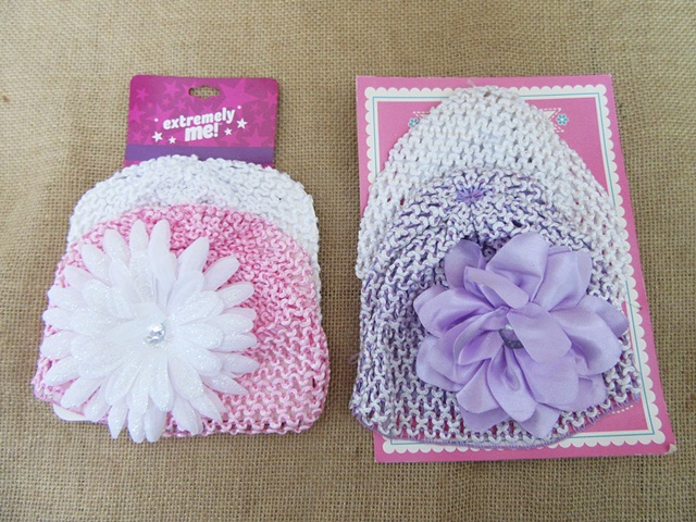 2Sheets X 2Pcs kids Hair Elastic Headwrap with Flower - Click Image to Close