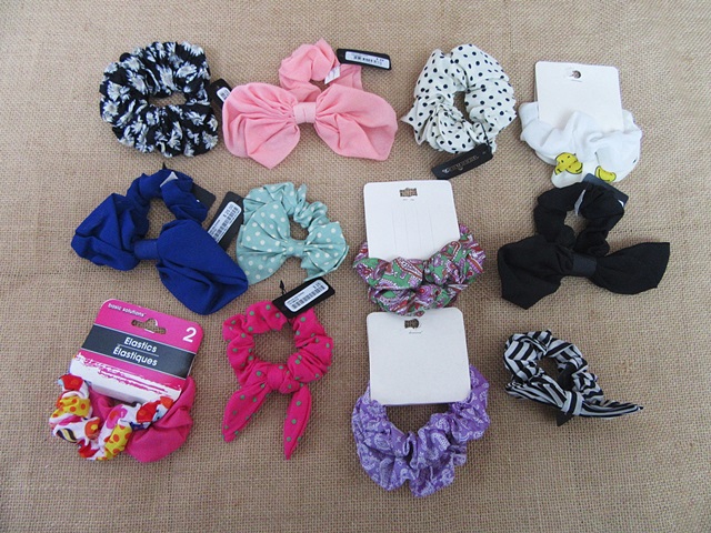 12Pcs New Hair Elastic Hairband Scrunchies Assorted - Click Image to Close