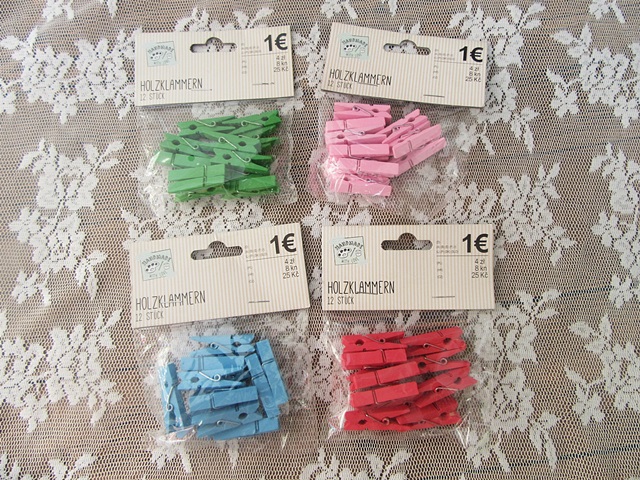 12Pkts X 12Pcs Wooden Photo Paper Clip Clothes Pegs Mixed - Click Image to Close