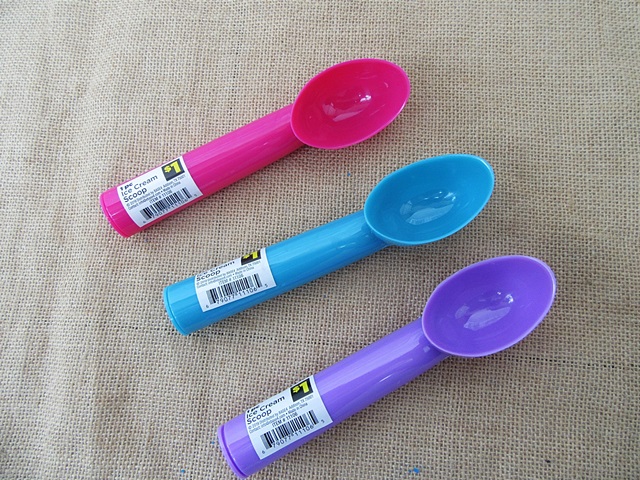 9Pcs Plastic Ice Cream Scoop Dessert Spoon Mixed Color - Click Image to Close