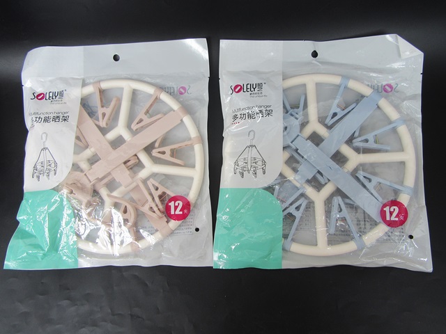 1X Meduim Multifunction Hanger Clothes Hanger with 12 Clips Pegs - Click Image to Close