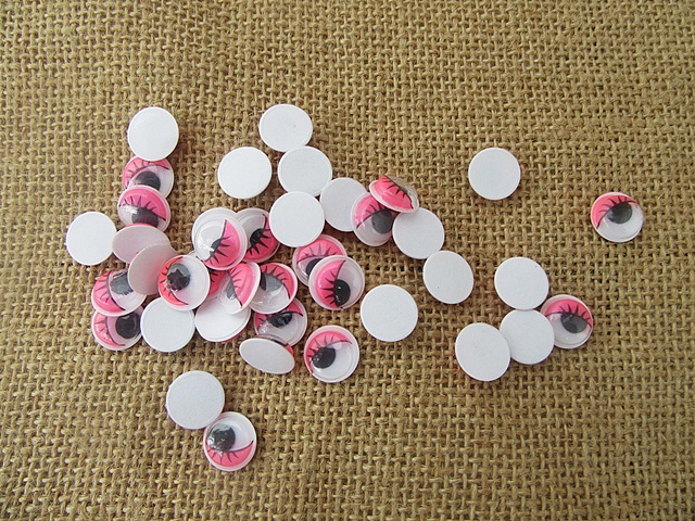 1000 Pink Self-Adhesive Joggle Eyes/Movable Eyes for Crafts 7mm - Click Image to Close