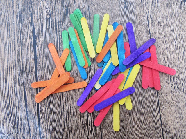 12Packs x 50Pcs Kids Art Wooden Craft Stick Paddle Pop Mixed Col 12Packs x 50Pcs Kids Art Wooden Craft Stick Paddle Pop Mixed Col