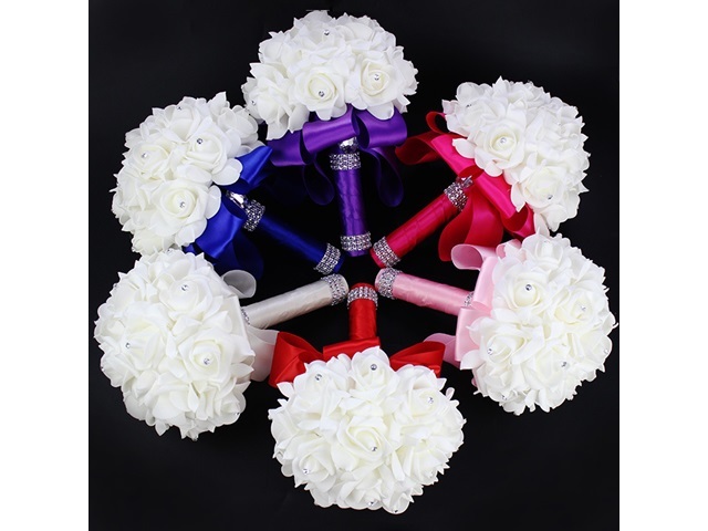 1Bunch Pure True Love Rose Flower Bridal Wedding Bouquet Set - Click Image to Close