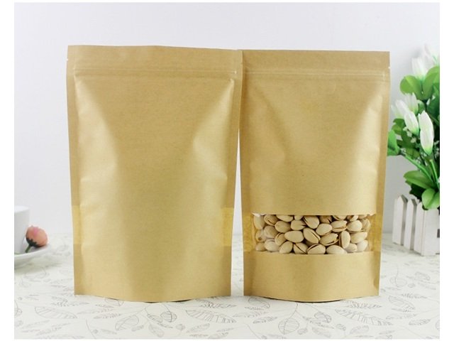 40Pcs Stand Up Kraft Resealable Ziplock Bag 35x23cm