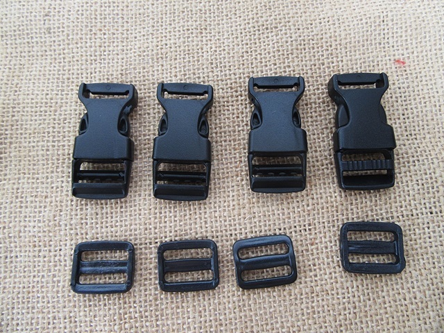 50Sets Black Side Release Buckles For 20mm Webbing