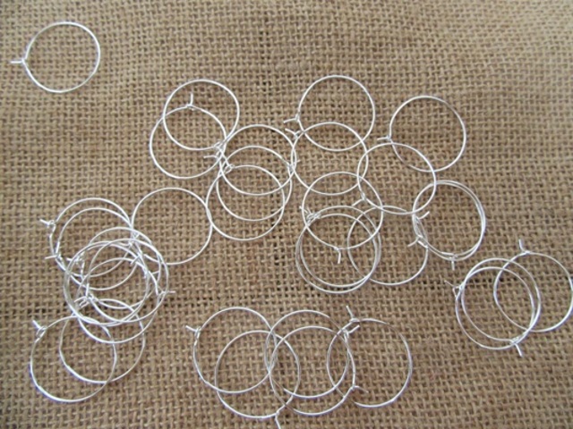 400 Silver Plated Wine Glass Rings Charm Hoop Findings 25mm