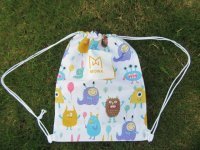 6Pcs White Drawstring Backpack Shoulder Rucksack - Monster