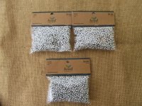 3Packs x 1200Pcs Silver Plated Metallic Round Spacer Beads 4mm
