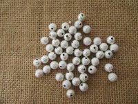 6x50Pcs Silver Color Shinny Loose Round Beads 8mm dia