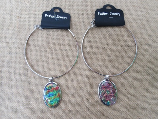 6Pcs Silver Necklace with Dichroic Glass Gemstone Pendant 6Pcs Silver Necklace with Dichroic Glass Gemstone Pendant