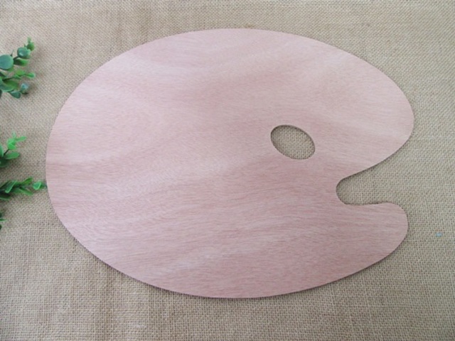 5Pcs Wooden Oval Plain Painters Palette Tray
