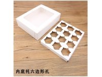 10 White 12 Hole Cupcake Gift Boxes with Clear Window