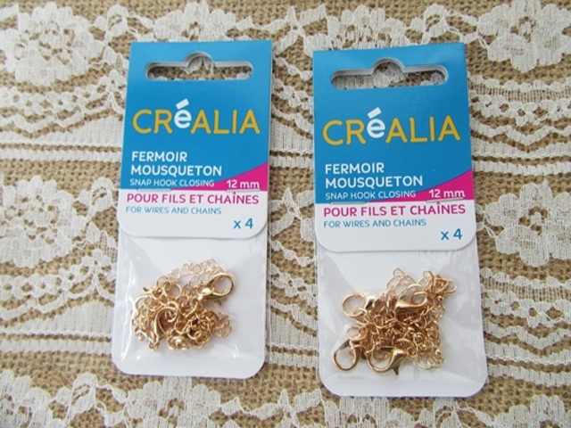 4Sheet x 4Pcs Snap Hook Closing for Wires and Chains 12mm