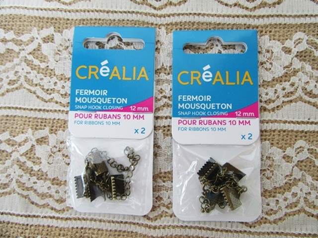 4Sheet x 2Pcs Snap Hook Closing for Ribbons 10mm