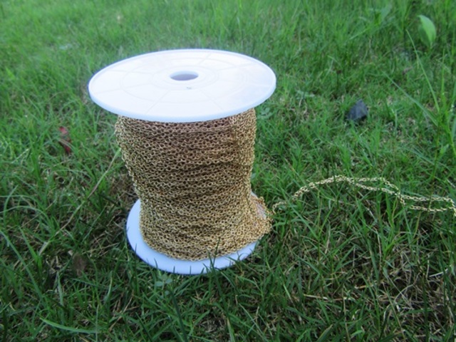 100M Golden Color Thin Cable Link Chain Jewellery Finding 2mm