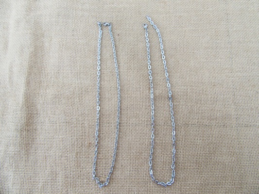 12Pcs Silver Plated Metal Finished Jewelry Cable Chains - Click Image to Close
