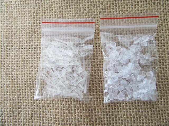 1700set Clear Earring Posts Studs with Earring Back Stopper